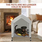 Heated Elevated Dog House for Small Dogs - with 9-Level Adjustable Heating Pad, Timer Function, Raised Off-Ground Design for Ventilation & Anti-Moisture, Keep Pets Warm in Winter Cold