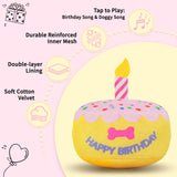 FurtasticFinds Dog Birthday Cake Toy 5.9", Larger Plush Dog Gift with Electronic Music Box, Plays Happy Birthday Song & Puppy Bark Melody, Party Decoration for All Breeds Dogs, Pink