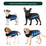 Kuoser Dog Winter Coat, Reversible Waterproof Dog Jacket with Leash Hole, Warm Dogs Fleece Vest Adjustable Doggy Cold Weather Clothes Plaid Christmas Outfit Pet Apparel for Extra Large Dogs, Blue 3XL