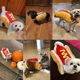 Dog Halloween Costume Hot Dog Pet Clothes Fun Food Halloween Dog Cosplay Christmas Party Cosplay for Dogs and Cats (Medium)