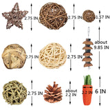 QHZHANG 24PCS Hamster Chew Toys Set, Natural Small Animal Teeth Grinding Molar Toys with Apple Wood Sticks Sweet Bamboo Grass Balls Pine Cones for Rabbit Chinchilla Guinea Pig Squirrel Gerbil