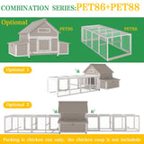 Large Chicken Coop Outdoor with Run, Hen House with Nesting Boxes, Rabbit Hutch Poultry Bunny Cage for 2-4 Chickens with Perches, Removable Tray (Extension Run 80.3" L x 33.5" W x 25" H)
