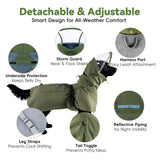 RYNVALE STUDIO Dog Raincoat Waterproof Rain Jacket Lightweight with Adjustable Reflective Strip & Detachable Hood, Fits Small/Medium/Large/Extra Large Dogs Puppies, Green (4X-Large)