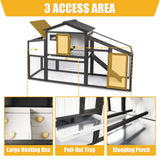 PetsCosset Chicken Coop Wooden, Backyard Hen House Indoor Outdoor for 2-3 Chickens, 2 Story Poultry Cage Chicken Coop and Run, Nesting Box, Pull Out Trays, for Small Animals Duck Rabbit Hen
