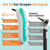 Remmie 4 AI-Powered Digital Otoscope with Light for Home Use - Ear Infection Checker for Kids & Adults - Nose Scope Video Camera with Telemedicine-Enabled App - FDA-Registered