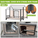GUTINNEEN Large Dog House with Insulated Liner for Winter Outdoor Dog Cage with All-Around Iron Frame Dog Kennel for Small & Medium & Large Dogs,Insulation