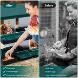 Garvee Chicken Nesting Boxes, 10 Hole Metal Chicken Laying Box with Removable Trays and Roll Out Egg Collection for Chicken Coop, Green
