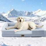 COZY KISS Cooling Dog Bed for Extra Large Dogs 44x32 inch, Q-Max >0.4 Summer Cool Orthopedic Foam Pet Sofa Bed with Sides, XL Size Bolster Anti-Slip Couch with Washable Removable Cover, Blue