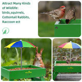 Ground Bird Feeder for Outdoors Bird&Squirrel Feeder Wooden Chicken Picnic Table Platform Feeder Wild Bird Feed Crow Feeder for Outside with 5 LBS Capacity