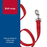 Coastal Pet Double-Ply Dog Leash - Bolt Snap Attachment to Collars and Harnesses - Nylon Dog Walking Leash for Small, Medium and Large Dogs - Red - 1" x 4'