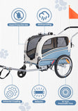 Sepnine 2 in 1 Pet Bicycle Trailer with a 6" Stroller Wheel Suitable for Small and Medium Dogs, Carrier Up to 66/88 LBS, Easy Folding Cart Frame, Quick Release Wheel, Universal Bicycle Coupler