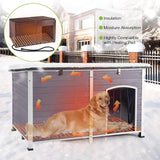 Heated Dog House Outdoor 59.1" Extra Large 100% Insulated Dog Kennel with Liner Keep Warm in Winter,All Around Metal Frame Dog Cage