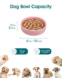 vancasso Slow Feeder Dog Bowl, 0.6 Cup Ceramic Slow Feeding Food Dish for Small Breed, Puzzle Dog Food Bowl for Fast Eater, Pink