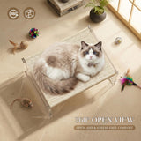 UGLKTL Acrylic Cat Hammock Bed, Elevated Cat Bed with Breathable Woven Mat, Sturdy Clear Cat Perch for Indoor Cats, Kittens, Small Dogs, Space-Saving Cat Furniture for Home Decor