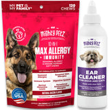 MAX Dog Allergy Relief Chews - Seasonal Allergies and Immunity Support + Ear Cleaner for Dogs (Lavender Chamomile)