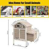 PetsCosset 32" Chicken Coop Wooden Hen House for 1-3 Chickens,Outdoor Poultry Cage with Pull Out Tray,Garden Backyard Chicken Coops Cages with Nesting Box，Chicken Houses Hen Cage with Ramp Run,Grey