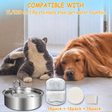 12 Sets Pet Water Fountain Filter Replacement Compatible with Oneisall 7L/230oz Stainless Steel Dog Dispenser - Filtered Dog Water Bowl - Replacement Filters and Sponge