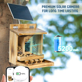 MIXXIDEA Wooden Squirrel Feeder with Camera, Smart Squirrel Feeder with Solar Panel, AI Identification, 2K HD+ Video, Cloud Storage, Large Capacity, Ideal for Squirrel Lover, 32G SD Card