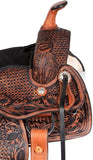 FEED N CARE Western Leather Horse Saddle Comfy Horse Seat Ranch Roping Saddle Tree Trail Racing Hand Tooled Comfort Barrel Tack Size 10 to 18 Inch Seat (Dark-Antique, 17" Inch)