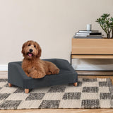 CRITTER SITTERS 36-in. Microfiber Rectangular Dog Sofa for Medium-Sized Dogs, Modern and Stylish Elevated Dog Sofa Bed for Home or Apartment, Dark Grey