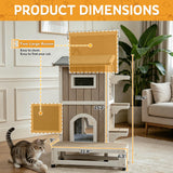 Weatherproof Outdoor Cat House, Cat Shelter with Feeding Station