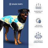 Spark Paws Dog Cooling Vest - SPF 50 UV Sun Protection - Summer Heat Relief Gear for Dogs, Lightweight, Evaporative Cooling - Dog Anxiety Relief Vest During Hot Days - Tropical Storm, Large