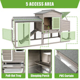 PetsCosset 136" Chicken Coop with Wheels, Backyard Wooden Hen House Outdoor for 1-6 Chickens, 2 Story Poultry Cage Chicken Coop and Run, Nesting Box, Pull Out Trays, Set of Two, (Grey)