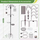 83" Bird Feeding Station Kit with Multiple Hooks, Heavy Duty Metal Bird Feeding Station with Seed Tray & Mesh Basket, Easy Assembly Ground Mounted Bird Feeder Pole for Garden Yard Outdoor