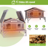 GUTINNEEN Large Outdoor Cat House Insulated Cat House Indestructible Weatherproof Feral Cat Shelter with Openable Hinged Roof, Escape Doors for 1-4 Feral Barn Cats in Winter (43.5"x31.1"x31.2")