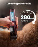 oneisall Dog Clippers for Grooming Thick Hair, Professional 9000RPM 5 Speed with 5 in 1 DLC Blade, 280min Cordless, Low Noise Dog Grooming Kit with 8 Metal Combs Carring Case for Dogs Cats Pet