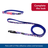 Coastal - Li’l Pals Reflective Leash - Extra-Narrow Width and E-Z Snap - Red with Reflective Bones and Triangles - 3/8” x 6’