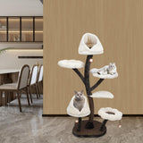 Cat Tree,Cat Activity Tree,Flower-Themed White Cats Tree,Cute Cats Tree with Flower Platforms&Scratching Posts for Kittens and Large Cats (White Cat Tree)