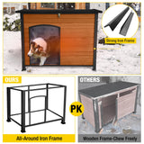 Aivituvin Dog House Outdoor & Indoor Dog Kennel with Insulated Liner for Winter Waterproof Large Dog Cage for Small & Medium & Large Dogs,Unique All-Around Iron Frame