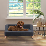 CRITTER SITTERS 36-in. Microfiber Rectangular Dog Sofa for Medium-Sized Dogs, Modern and Stylish Elevated Dog Sofa Bed for Home or Apartment, Dark Grey