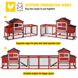 Aivituvin Mobile Chicken Coop with Wheels for 4-6 Chickens, Backyard Expandable Chicken House Duck Cage with Run, 2 Nesting Boxes, Easy Clean Pull-Out Tray, Leak-Resistant Asphalt Roof, 82.4"(Red)