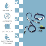 The LICKER Store WLK1004J-5SET Luna Small 8FT Adjustable 6-in-1 Waterproof Hands-Free Leash and Collar with LED Flashlight, Bag Dispenser, and Poop Bag Holder, Highball