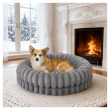 BALANCE Luxury Donut Dog Bed, 30 Inches Round Dog Bed Medium Size Dogs Washable, Orthopedic Calming Dogs Bed for Pets with Anti-Slip Bottom, Gray