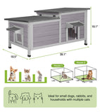 GUTINNEEN Heated Cat House for Outside, Insulated Cat House Outdoor Weatherproof with Bite-Resistant Wires, Electric Heating Mat, 2 Access Doors & Openable Roof