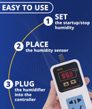 Reptile Humidity Controller, Keeps Reptile Foggers Running Only Within the Preset Humidity Range, Suitable for a Variety of Reptile Humidifiers/Foggers Controlled by the Dial Knob, Easy to Use