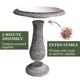 AUSTRAM Pedestal Birdbath with Solar Fountain, Resin Stone Composite Outdoor Garden Decor, Standing Bird Bath for Outside Patio Yard, 23-Inch Tall, Garden Fountain, Resin Bird Baths, Hummingbird Bowl