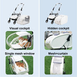 PJDDP Cat Stroller, Pet Cart,Foldable Pet Stroller for Large Cat Or Small Dogs with Detachable Carrier,Lightweight,Mesh Windows,Breathable,Clear