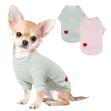 2-Pack Waffle Dog Shirts with Embroidered Heart for Small & Medium Dogs