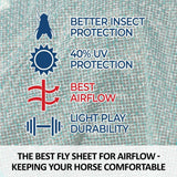 Schneiders Ripstop Nylon Mesh II Horse Fly Sheets | Optimal Airflow & UV Protection | Attached Neck Euro Bellyband | Color Teal | Size 70