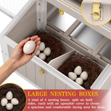 PetsCosset 83" L Large Chicken Coop and Run, Hen House with 4 Nesting Box Boxes, Rabbit Hutch Poultry Bunny Cage for 2-5 Chickens with 4 Perches, Removable Tray and Ramp