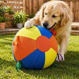 PETNOME Herding Ball for Dog with Durable Handles,Inflatable 18 Inch Herding Calming Jumbo Ball for Medium Large Dog Horse Outside Training Push Chase & Roll Blue Yellow Orange