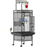 Garveehome 60 Inch Wrought Iron Large Bird Cage with Play Top, Stand