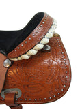 Western Saddle Trail Horse Pleasure Barrel Racing Tooled Leather Cowboy Rodeo Saddles 15 16 17 18 (16 Inches, Cross Tooled)