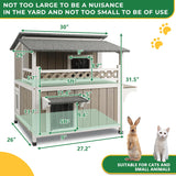 Weatherproof Outdoor Cat House with Large Balcony, 2-Story Feral Shelter