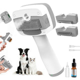 Pawimood Pet Steam Brush for Dogs & Cats | Self-Cleaning Dog Steam Brush with 3 Brushes & Spray Function | Cat Steam Brush for Shedding, Dematting & Grooming | Includes Pet Essence