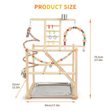 HPAWHOMEPART Bird Playground, Parrots Playstand for Small to Medium Birds, Perch Stand with 3 Ladders Playgym with Rope Perch, Swings Feeder Cups Bird Cage Accessories for Conure Cockatiel Lovebirds